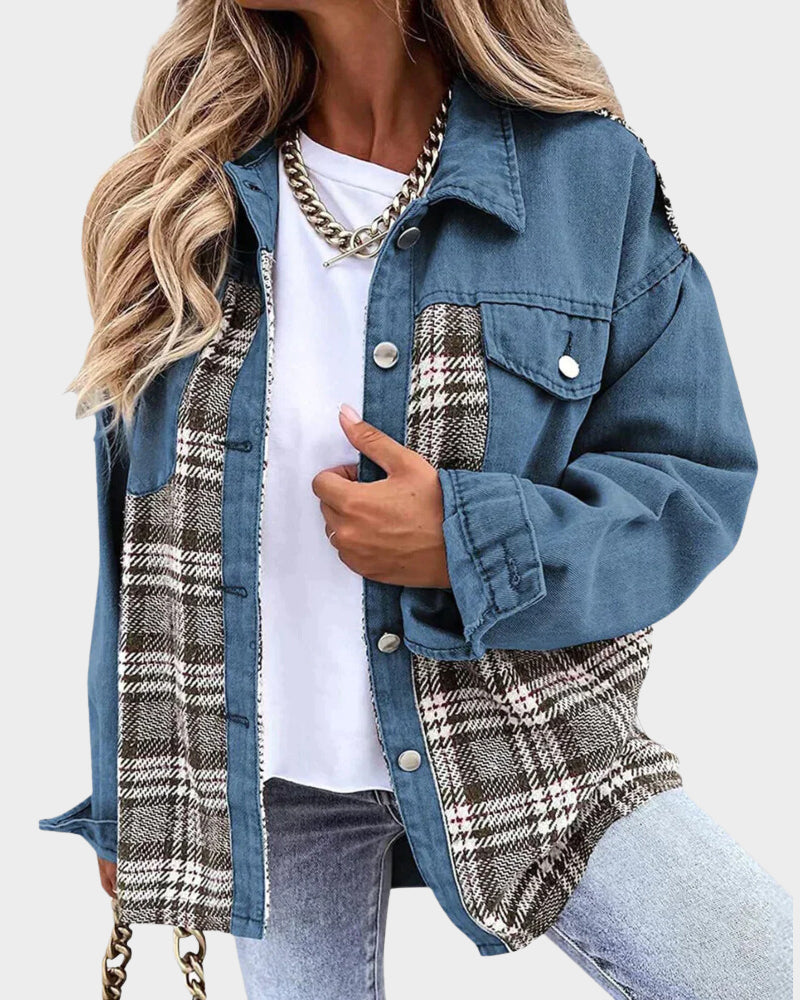 Women's denim jacket with modern chic – Amélie-Blue-S-The Livary