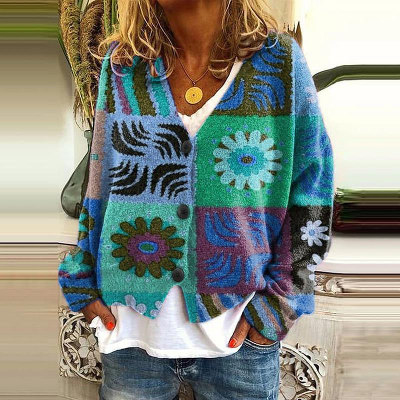 Trendy Patchwork Women's Waistcoat with Buttons - Elise-Style 3-S-The Livary