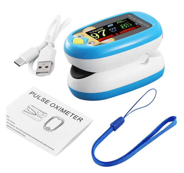 Child-friendly Pulse Oximeter for Health Monitoring - KidPulse-Blue-The Livary