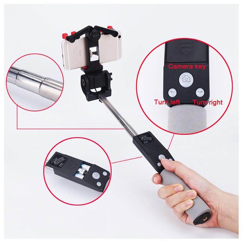 Bluetooth Selfie Stick with 360° Rotation – SpinShot-Black-The Livary