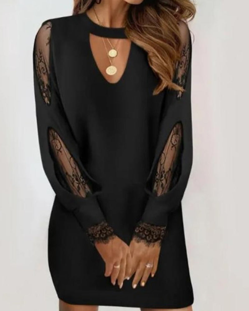 Black Bodycon Dress with Mesh and V-neck – Selena