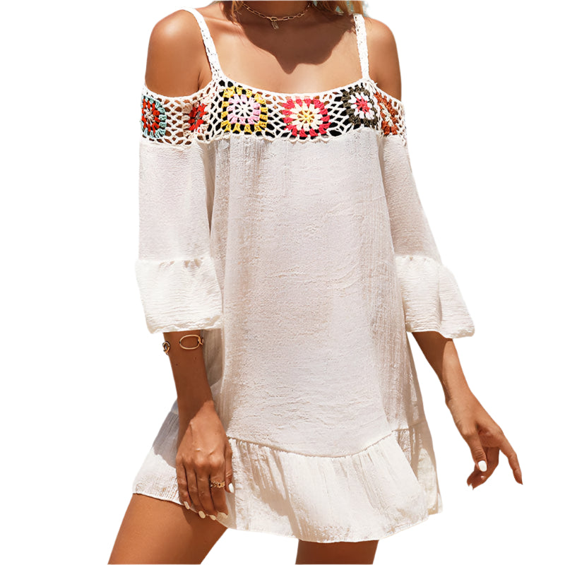 Strapless mini dress with a loose fit – Livia-Beige-One size-The Livary