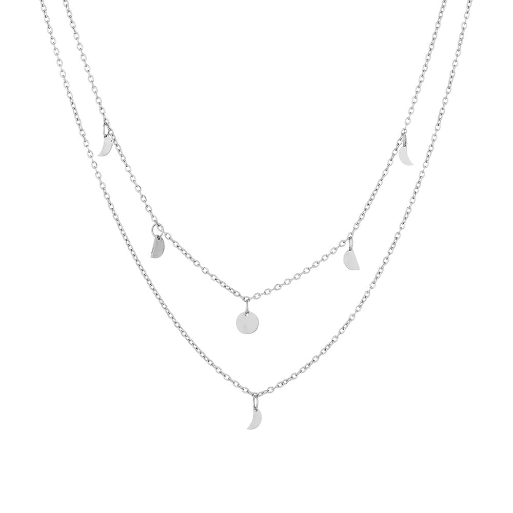 Rio Boho Layered Necklace - Serena-Silver-The Livary