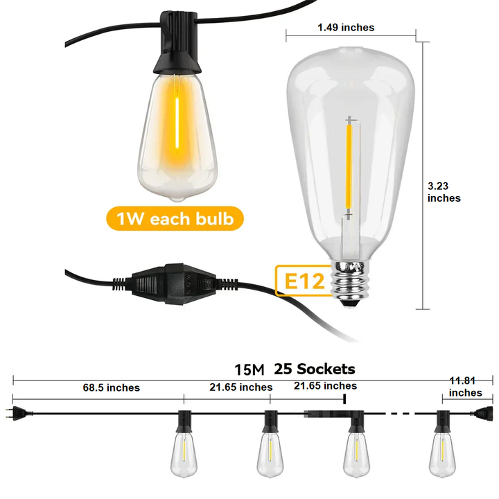 Waterproof LED Light String - LumiGlow-15 M-The Livary