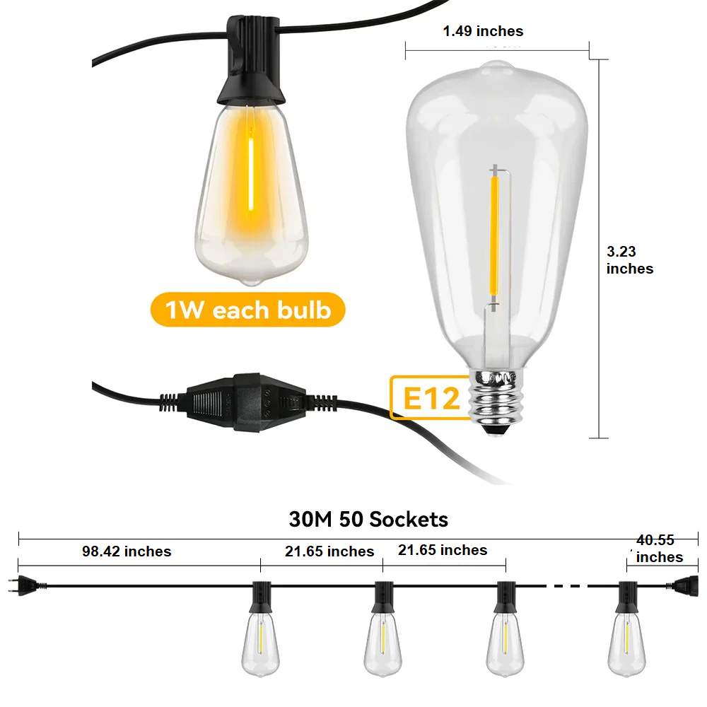 Waterproof LED Light String - LumiGlow-15 M-The Livary