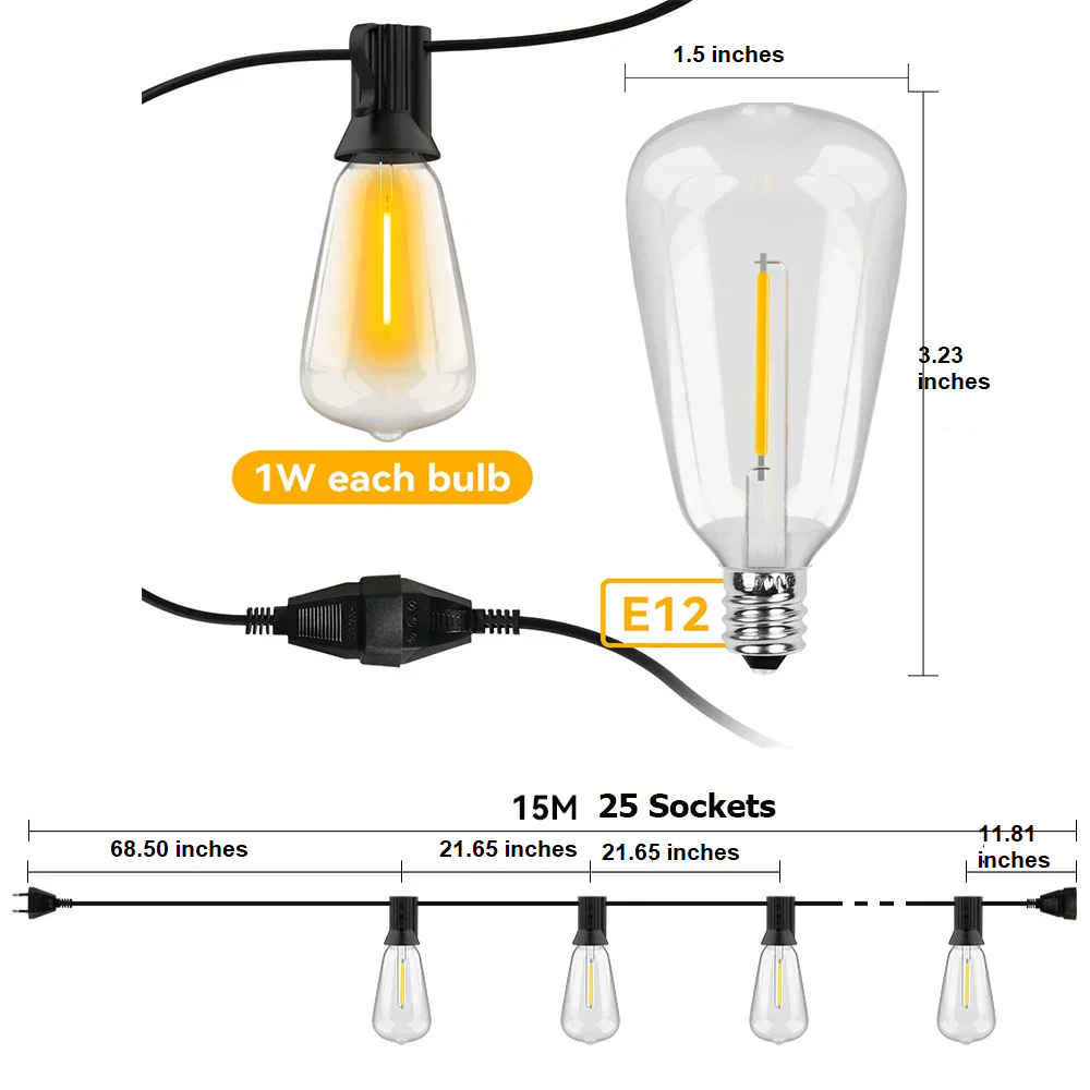 Waterproof LED Light String - LumiGlow-15 M-The Livary