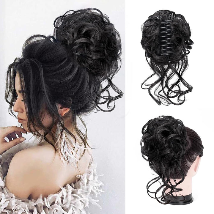 Clip with Hair Extension for Wavy Bun – CurlClip-Dark brown-The Livary
