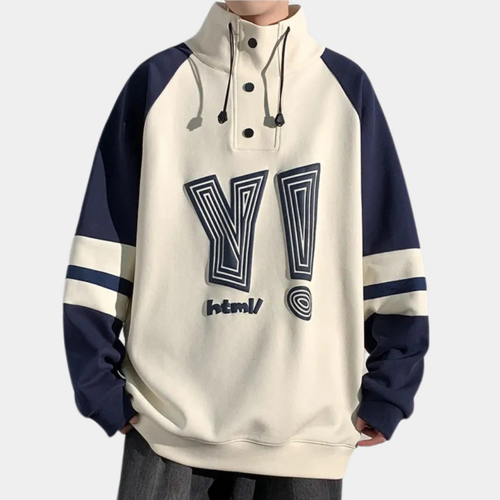 Modern Sweater with Stand-Up Collar for Men - Matteo-Beige-S-The Livary