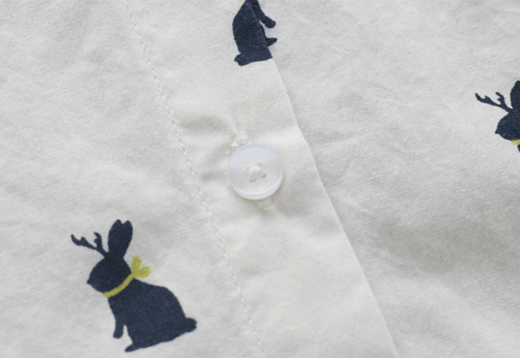 Playful shirt dress with rabbit print and lapel collar – Elina-S-The Livary
