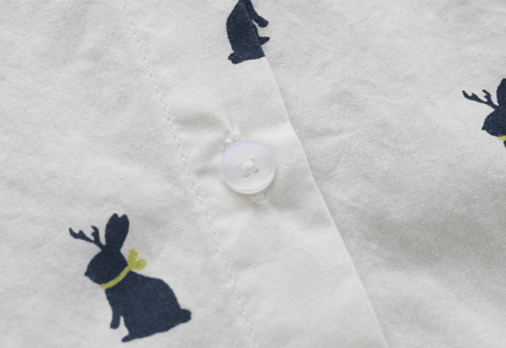 Playful shirt dress with rabbit print and lapel collar – Elina-S-The Livary