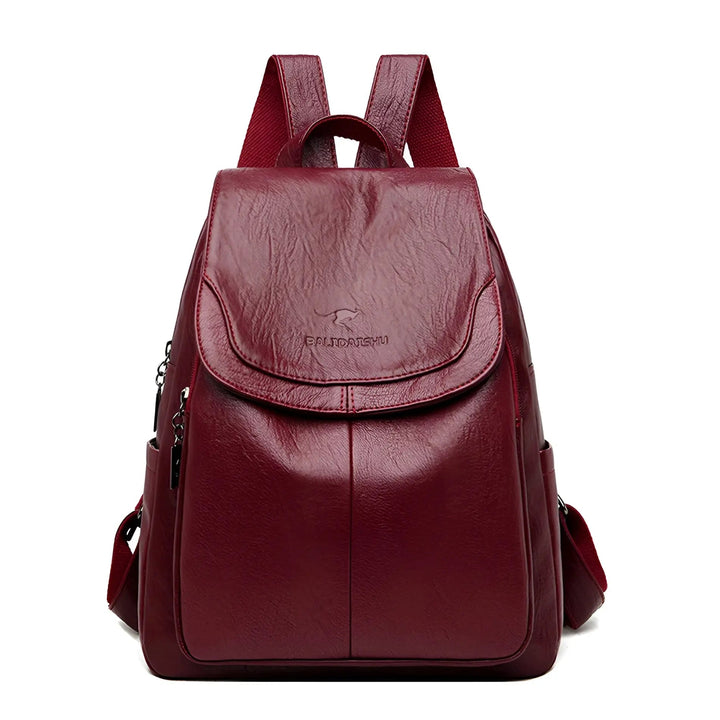 Vintage Leather Women's Backpack - Isabella-Bordeaux red-The Livary