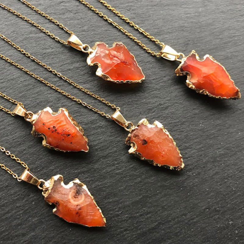 Natural Crystal Carnelian Arrowhead Necklace - Aeliana-Carnelian-The Livary