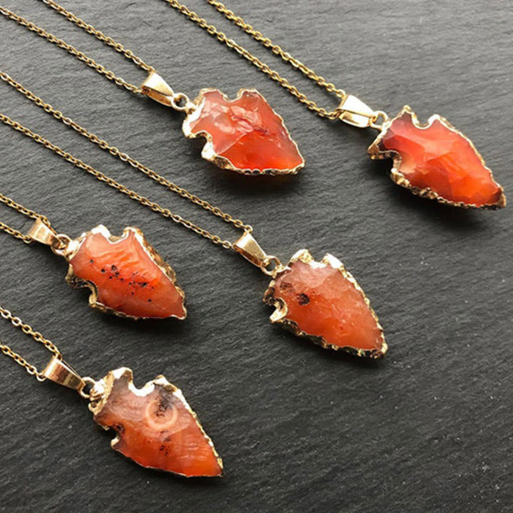 Natural Crystal Carnelian Arrowhead Necklace - Aeliana-Carnelian-The Livary
