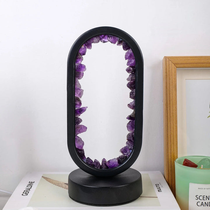 Handmade Amethyst Lamp - Serenith-Amethyst Raw Black-The Livary