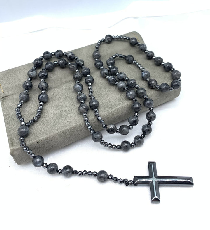 Tiger Eye and Lapis Lazuli Cross Rosary Necklace for Men - Orion-Tiger's eye-The Livary