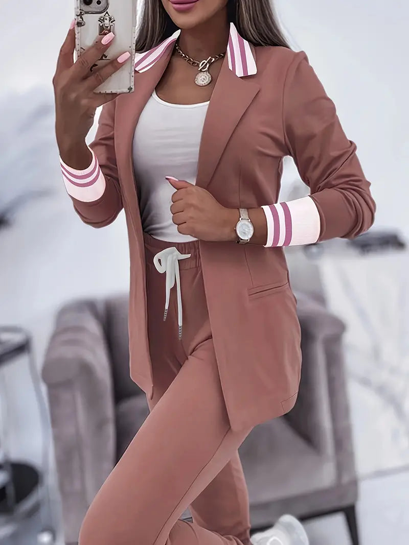 Casual Streetwear Striped Set - Sophie-Pink-M-The Livary