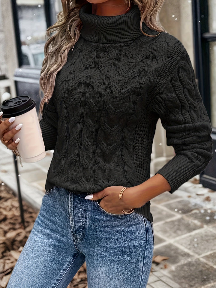 Cable Knit Women's Jumper - Sophia-Black-S-The Livary