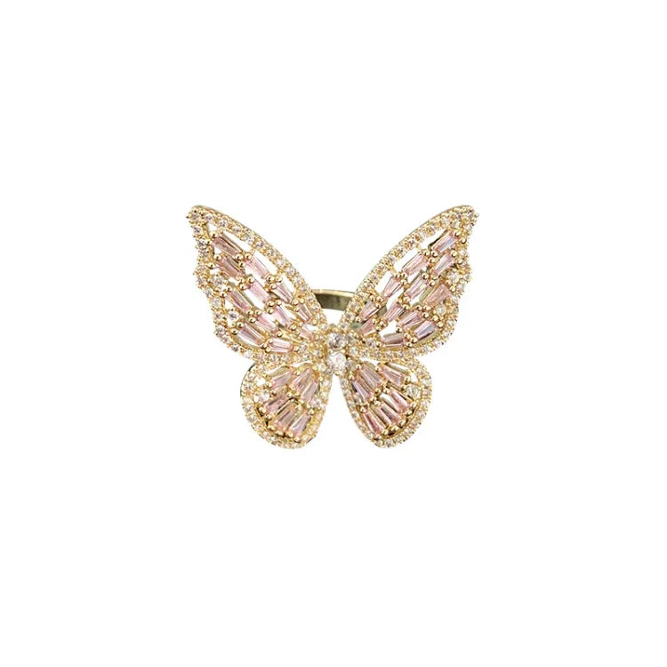 Crystal Butterfly Ring - Elena-Gold-The Livary