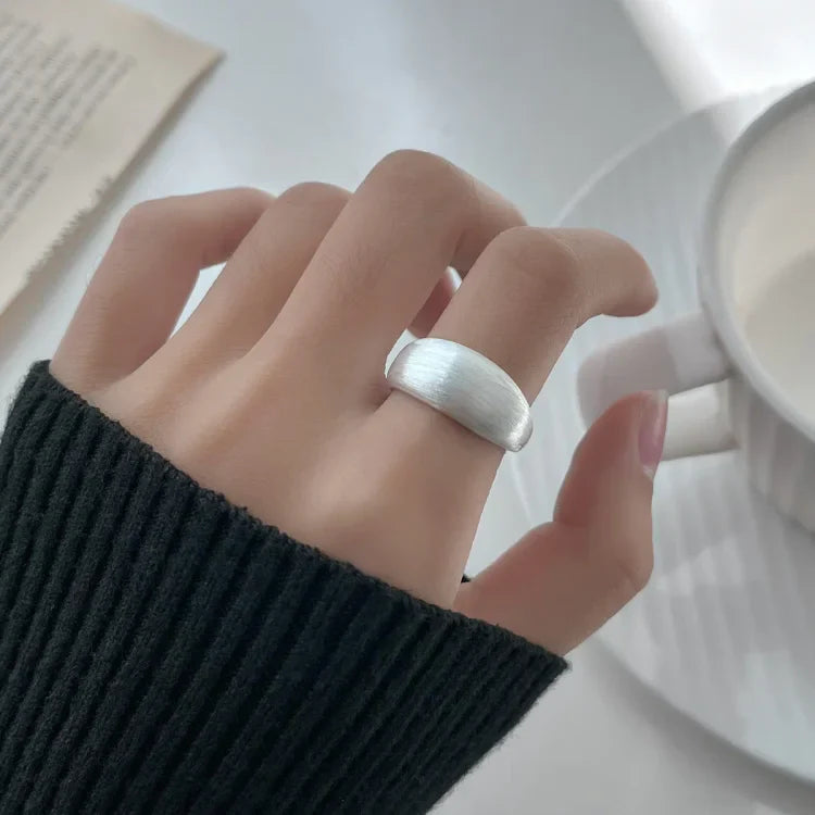 Adjustable Silver Dome Ring - Nora-The Livary