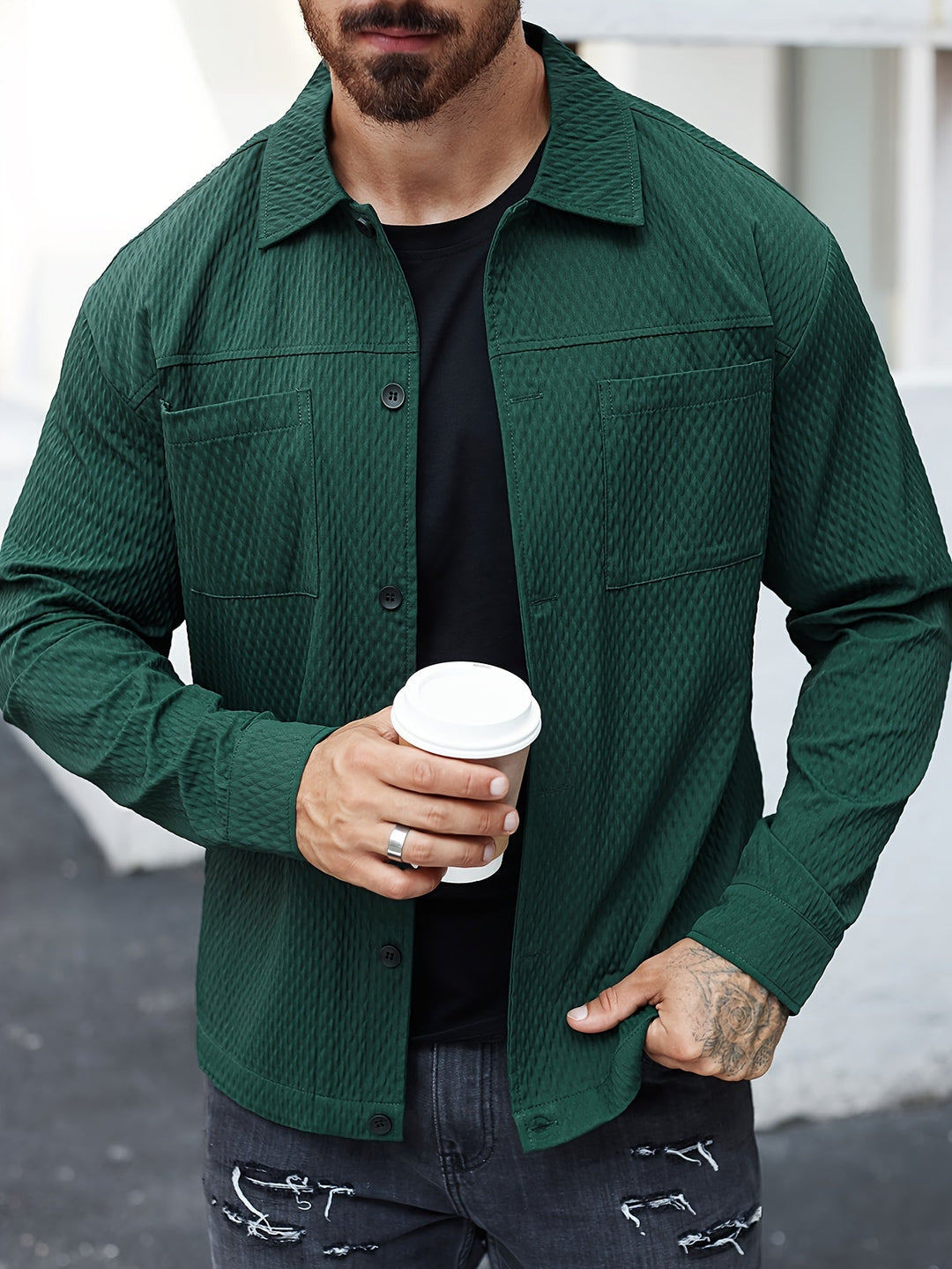 Structured Green Men's Shirt - Finn-S-The Livary