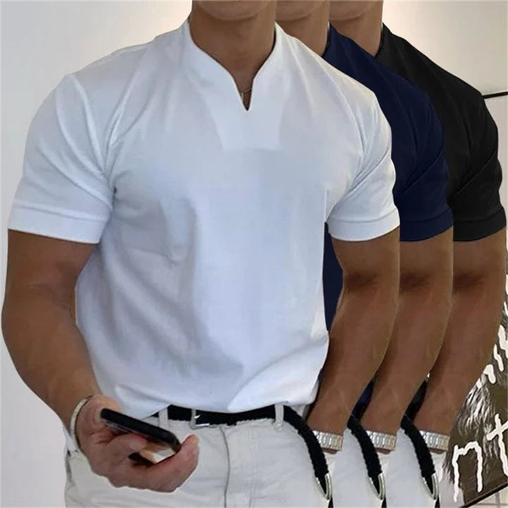 Breathable men's fitness shirt with V-neck – buy 1, get 1 free – Timo-White-M-The Livary