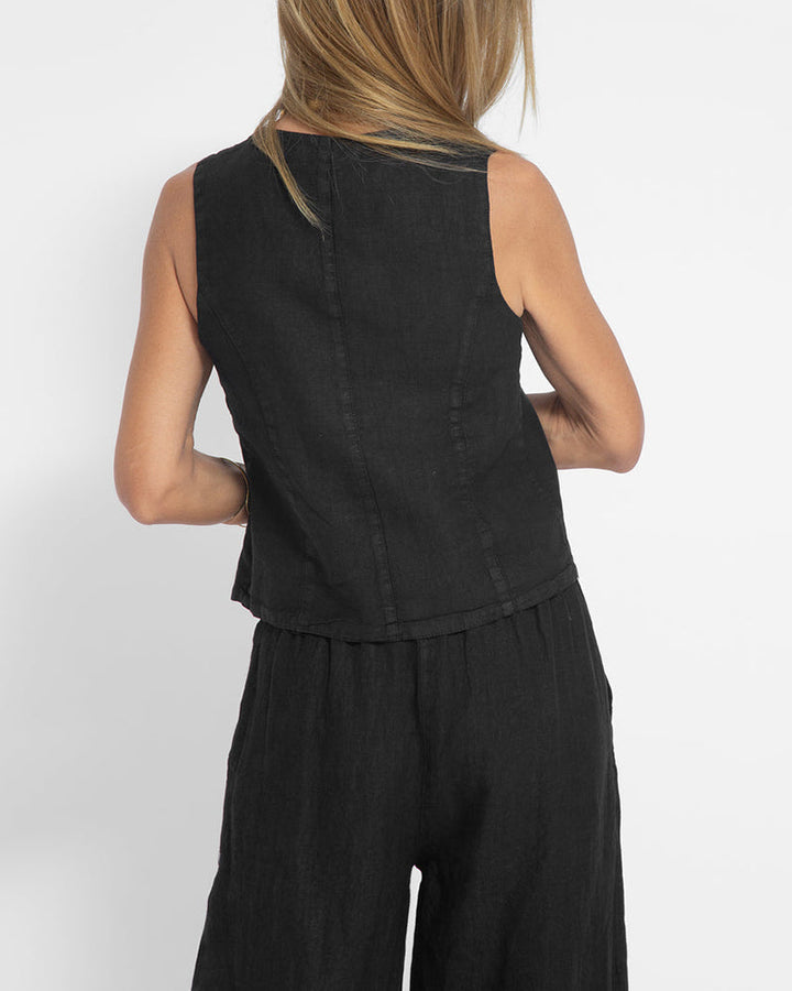 Linen 2-Piece Set with Wide Trousers and Jacket – Alma-Black-S-The Livary