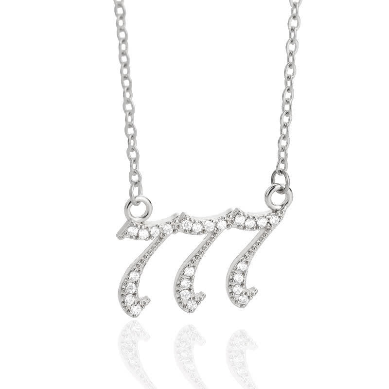Zirconia Angel Numbers Necklace - Seraphina-Silver-777-The Livary