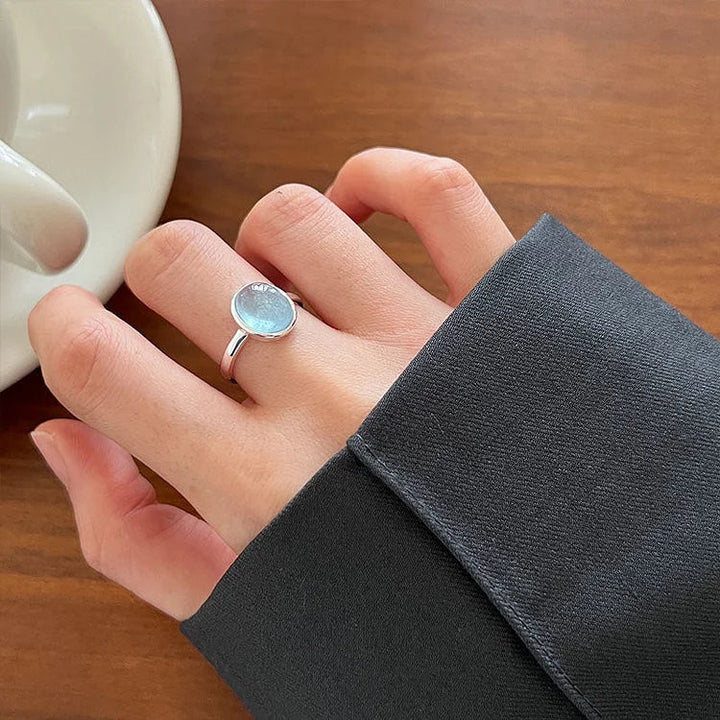Aquamarine Silver Ring - Nerida-The Livary
