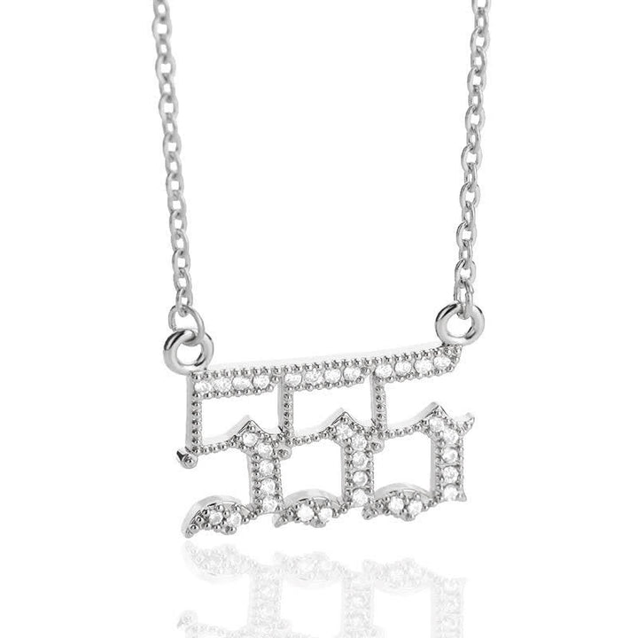Zirconia Angel Numbers Necklace - Seraphina-Silver-555-The Livary