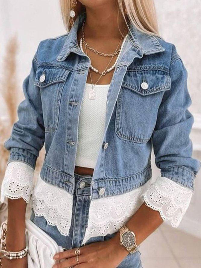 Blue Patchwork Denim Jacket - Rowena-S-The Livary