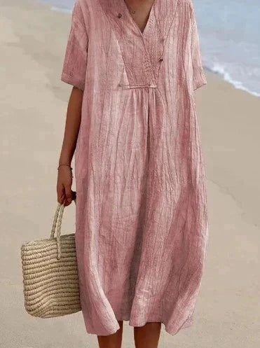 Cotton Linen Summer Dress - Aria-Pink-S-The Livary