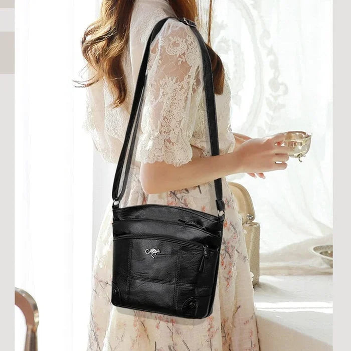 Stylish Leather Ladies Shoulder Bag - Sabrina-Brown-The Livary