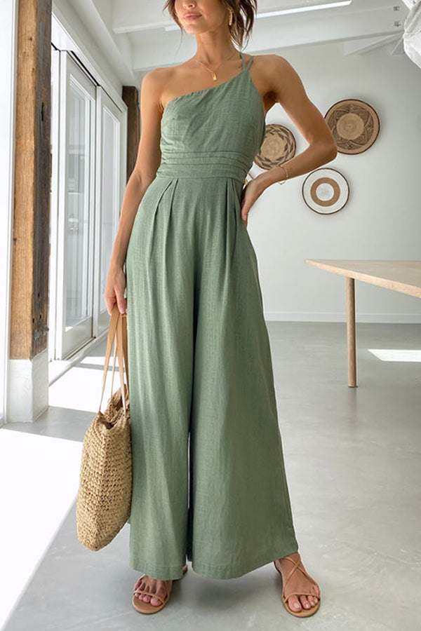 Sleeveless Women's Jumpsuit with Relaxed Fit – Mireille-Light green-S-The Livary