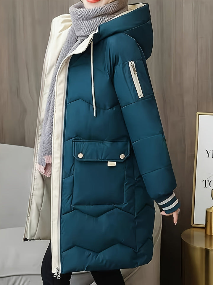 Warm Quilted Hoodie Jacket with Zip - Valencia-Red-S-The Livary