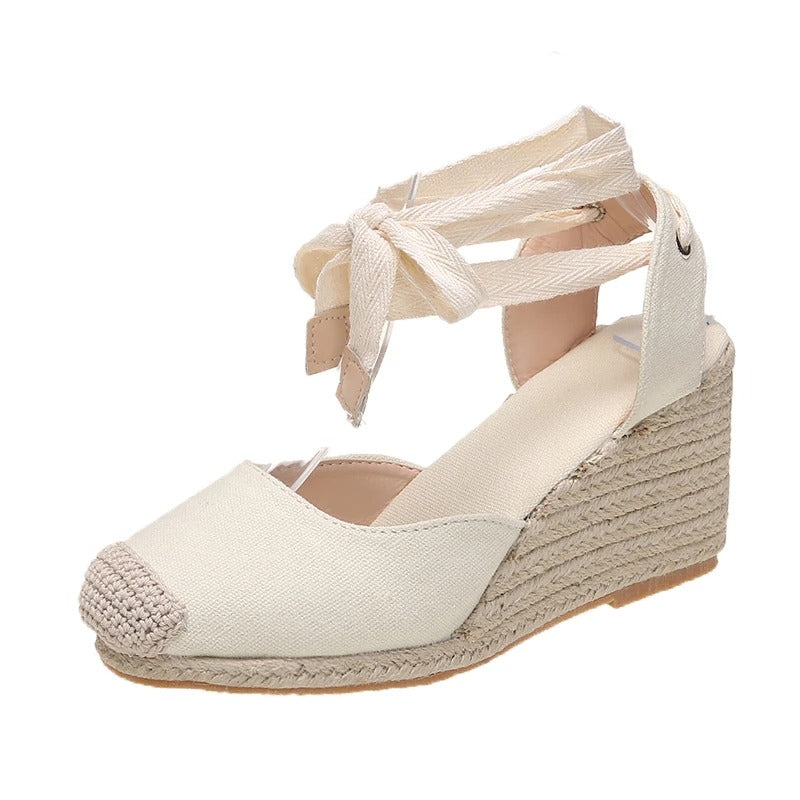 Stylish espadrille sandals for women – Maribel-White-3-The Livary