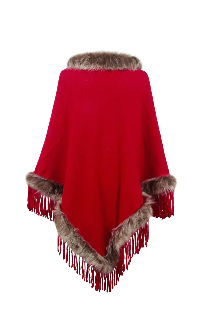 Stylish Winter Poncho for Women - Sophie-Red-S-The Livary