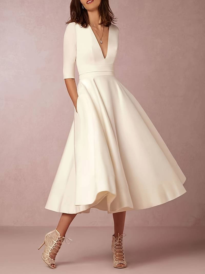 Retro White A-Line Swing Dress – Vivienne-S-The Livary
