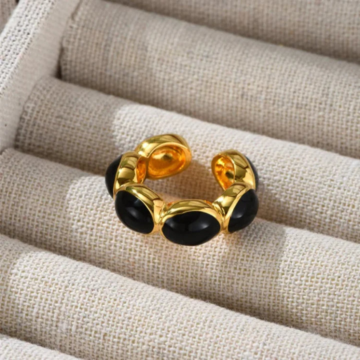 Gilded Onyx Ring - Celina-The Livary