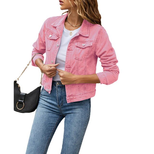 Trendy Women's Denim Jacket with Comfortable Fit – Malina-Pink-S-The Livary