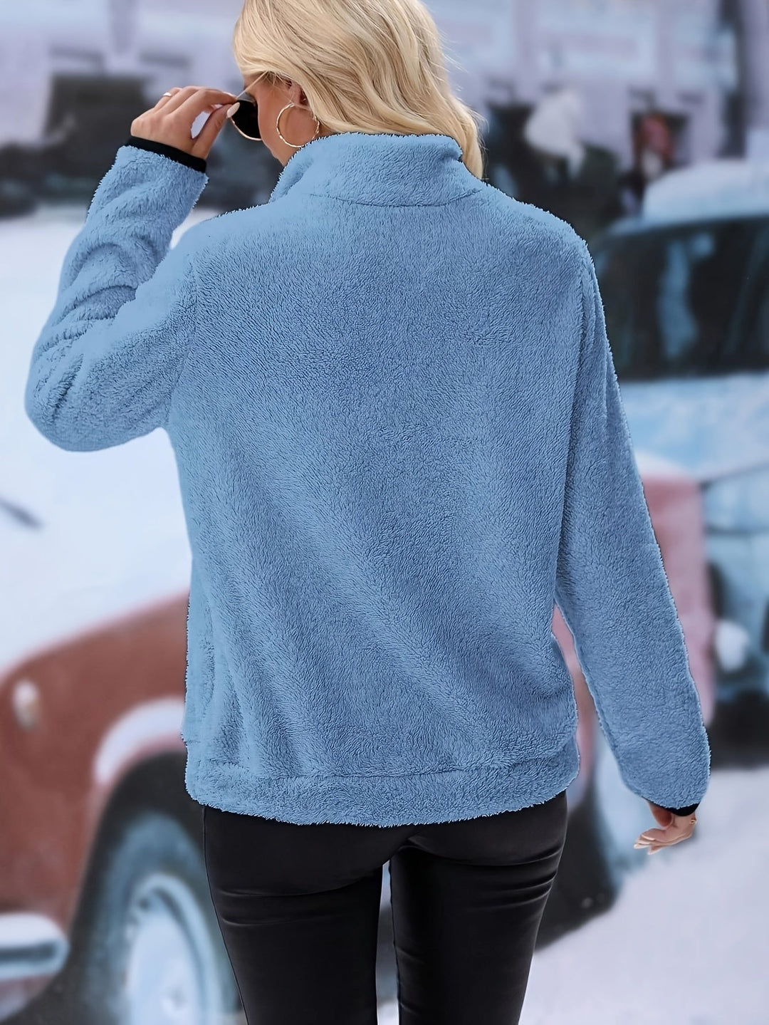Colourful Sweatshirt with Half Zip - Vera-White-S-The Livary