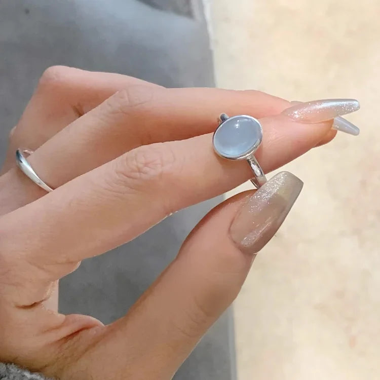 Aquamarine Silver Ring - Nerida-The Livary