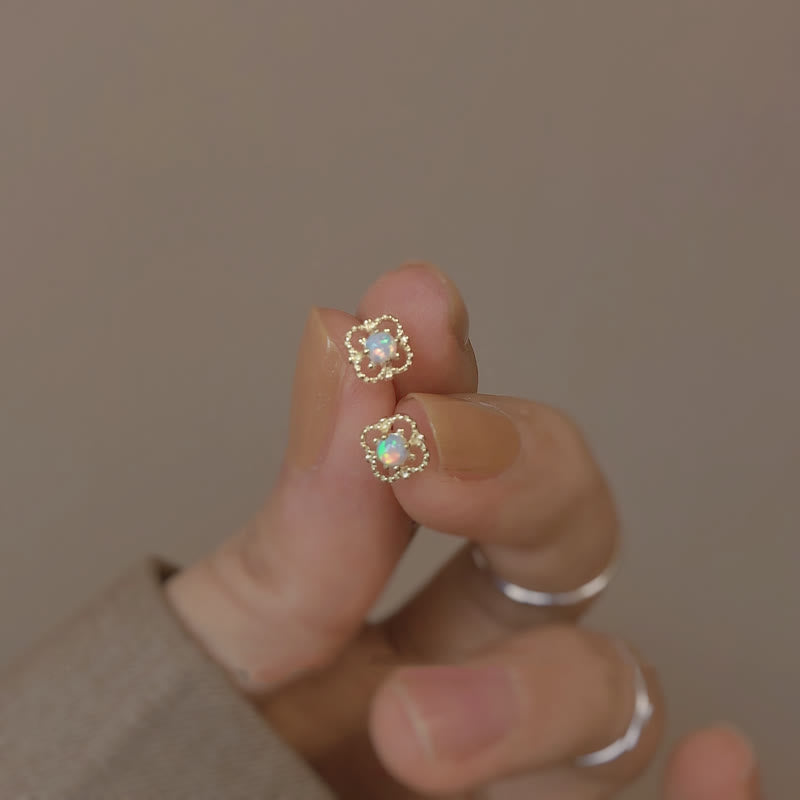 Delicate Vintage Earrings with Opal - Seraphina-Gold-The Livary