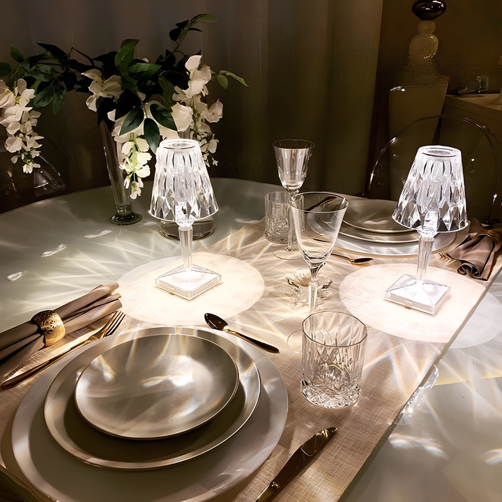 Crystal Table Lamp with Touch Control - LumeCrystal-Transparent-The Livary