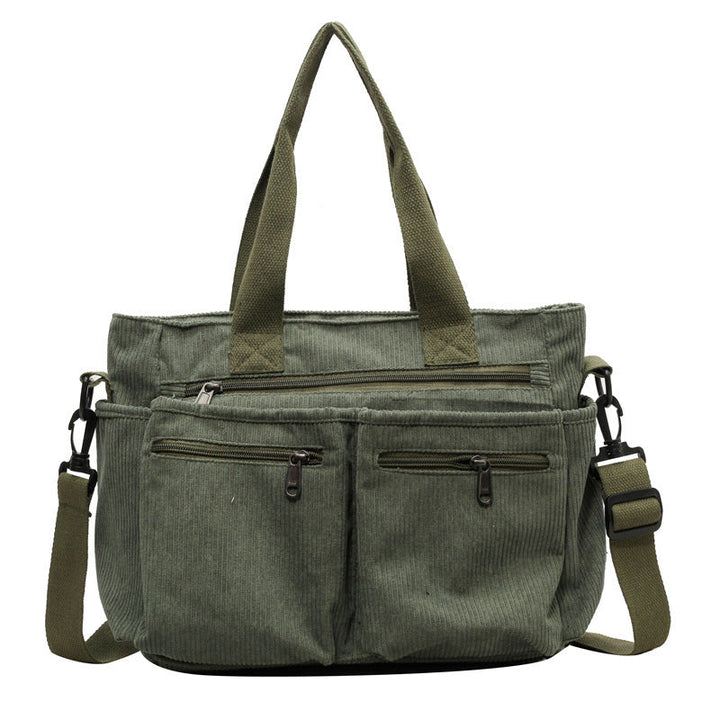 Trendy Corduroy Shoulder Bag - VelvetVogue-Green-The Livary