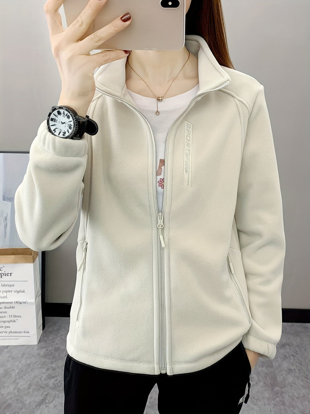 Breathable Fleece Jacket - Aurora-White-XS-The Livary
