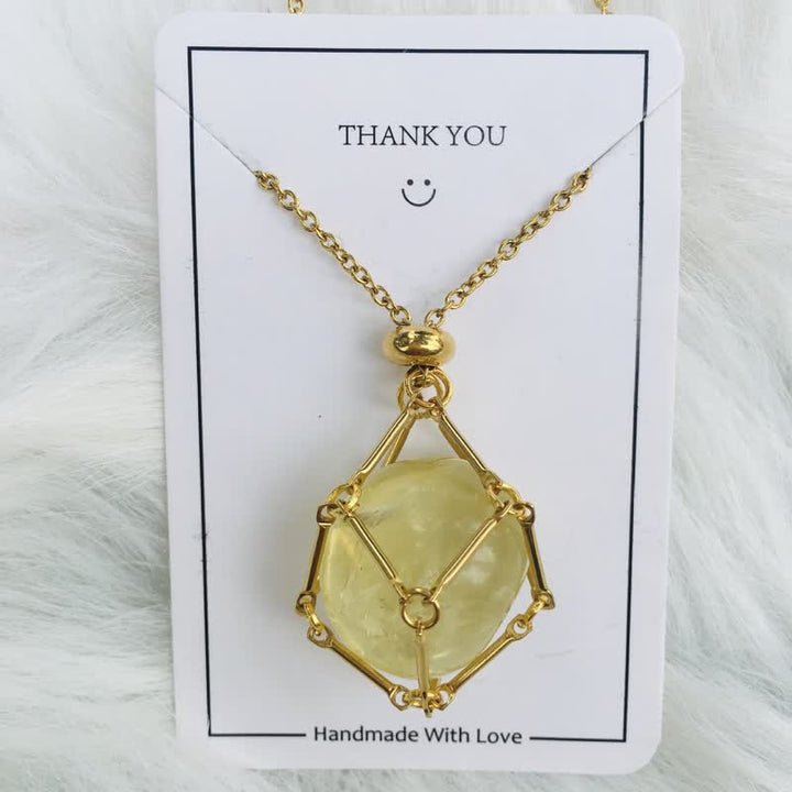 Small Natural Crystal Stone Bracelet Necklace - Iris-Citrine-Gold-The Livary