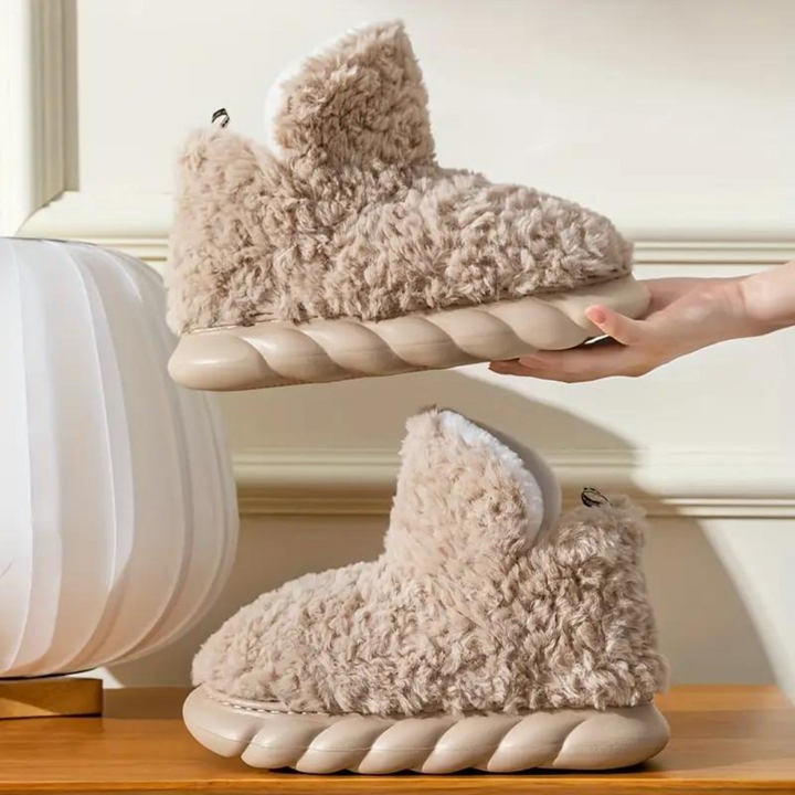 Nua - Comfy Teddy Slippers for Women-Brown-2.5-The Livary