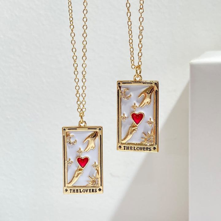 Zirconia Gold-Plated Tarot Drop Pendant Necklace - Amara-The Empress-The Livary