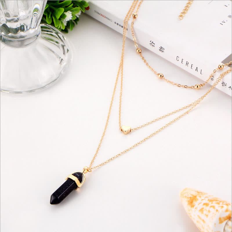 Natural Crystal Hexagon Gemstone Necklace - Aurora-Blue Sandstone-The Livary