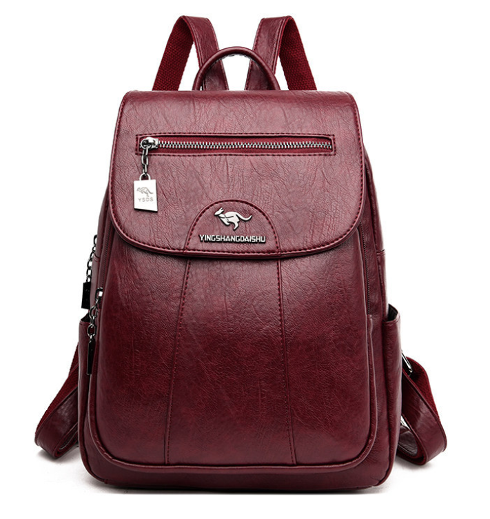 Luxury Leather Women's Backpack - Isolde-Bordeaux red-The Livary